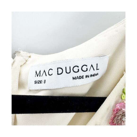 Mac Duggal 5722 Embellished Beaded Flutter Cap Sleeve Dress Floral Size 8 NWT - Picture 11 of 14